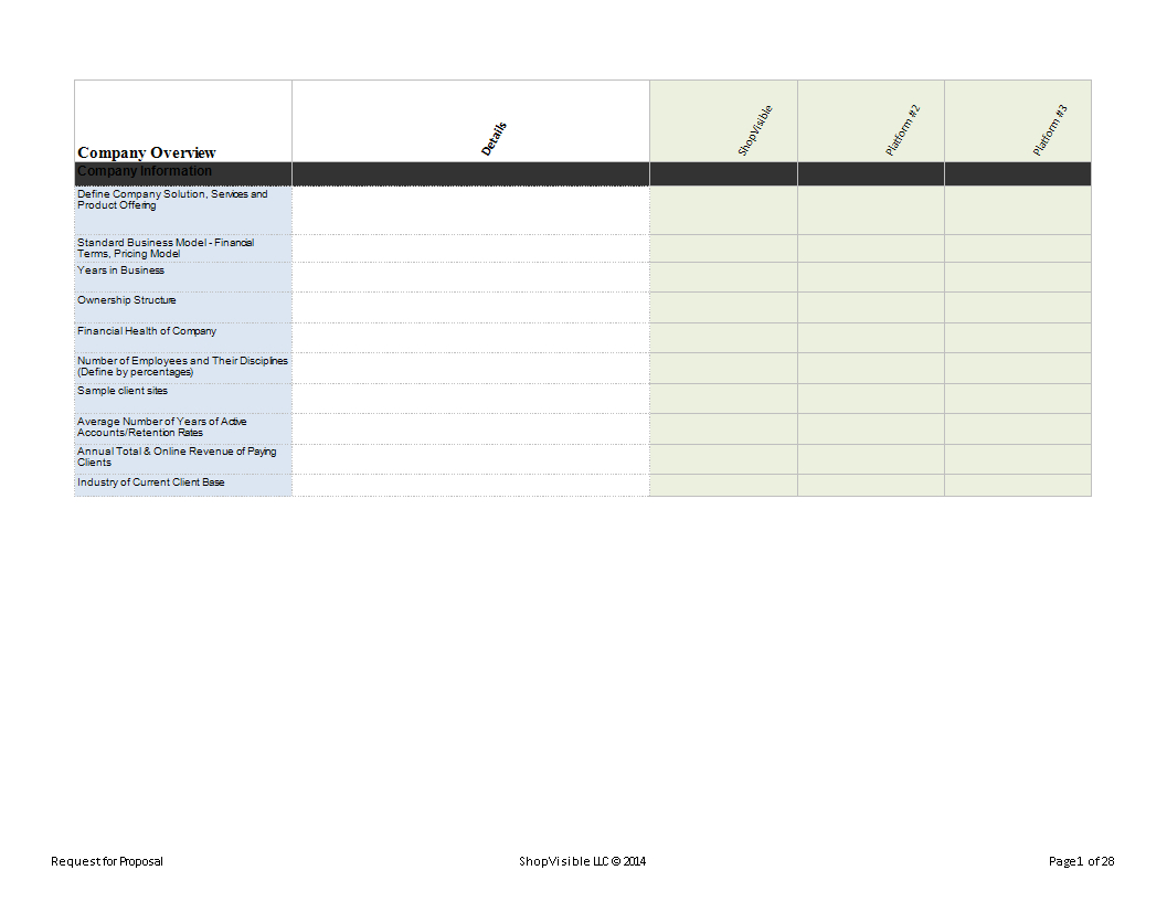 Request For Proposal Worksheet  S At