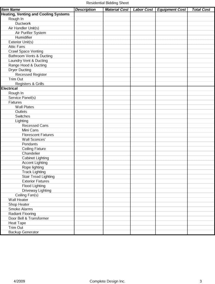 Bid Worksheet Template — db-excel.com