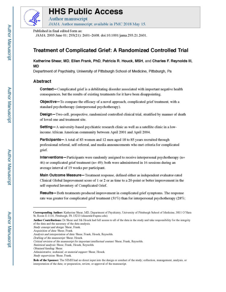 Resources Pro  The Center For Complicated Grief