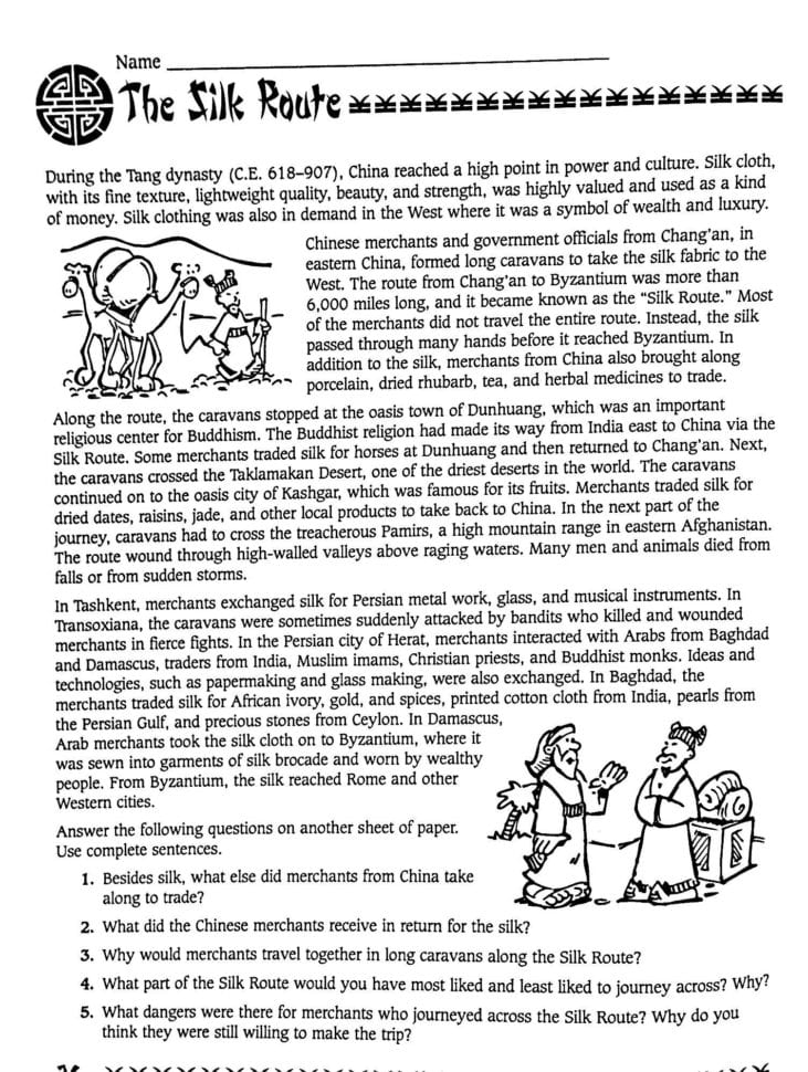 Resourcesforhistoryteachers  Trade Along The Silk Roads