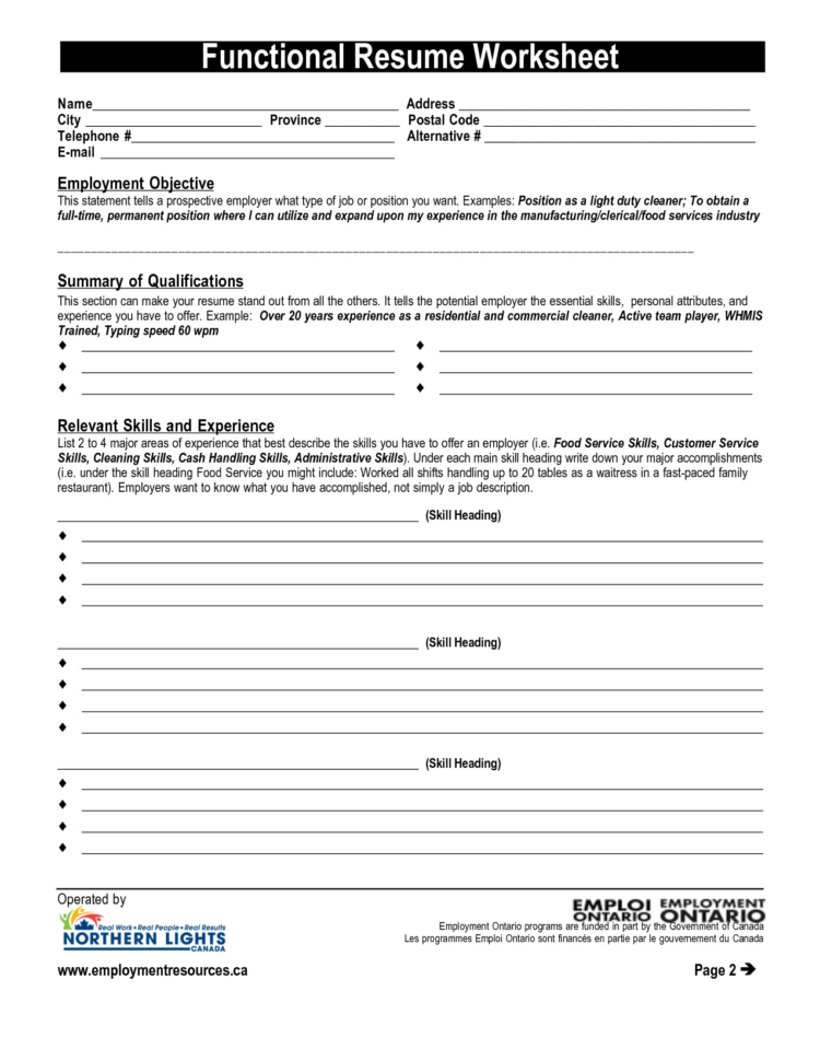 Resume Worksheets  Yyjiazheng – Resume