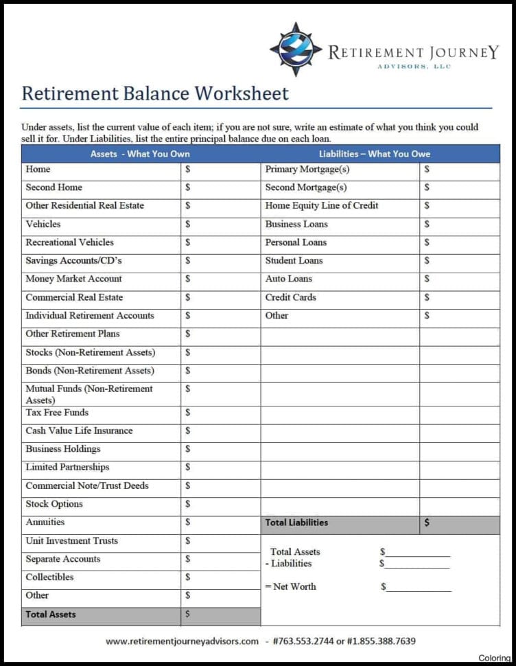 Retirement Planning Worksheet Free Financial Worksheets