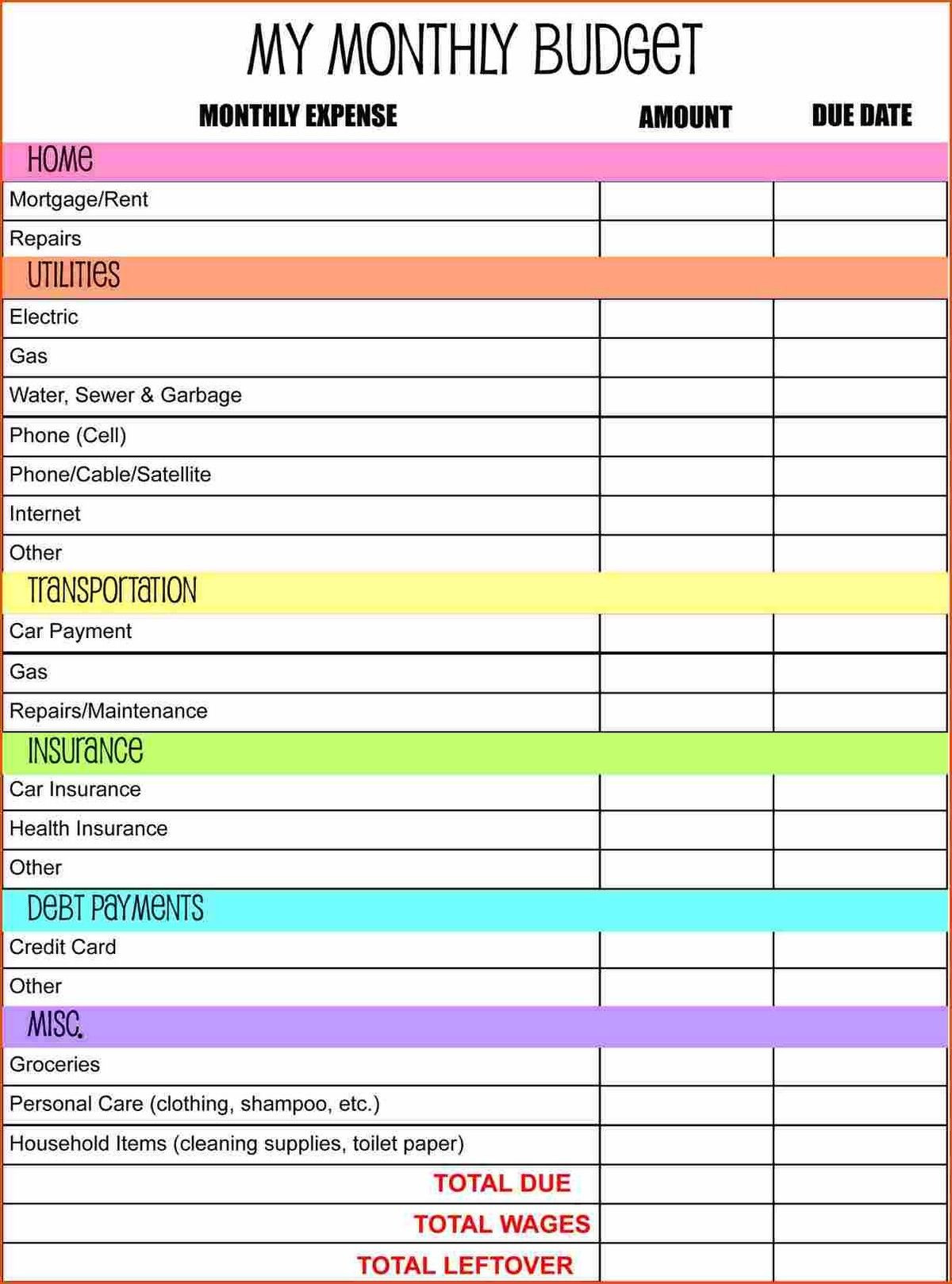 retirement budget planner template