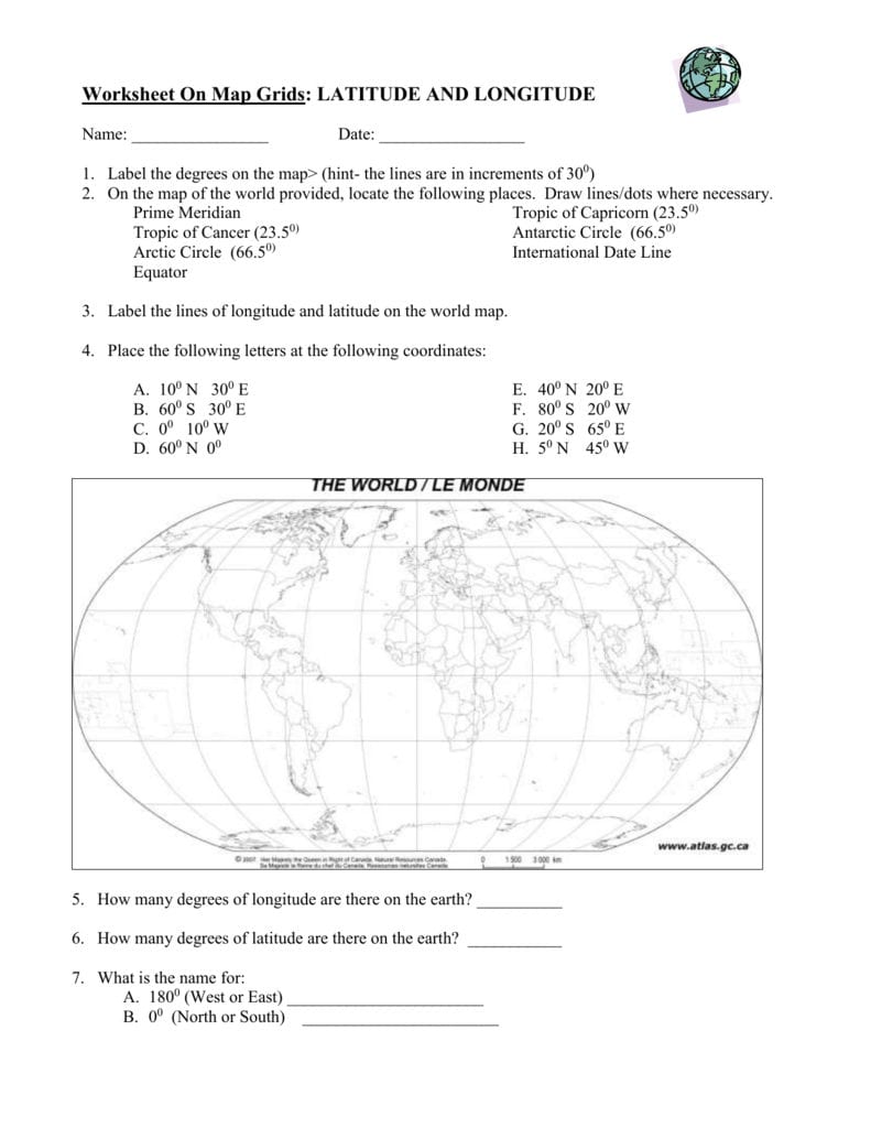 Review 1 Latitude And Longitude And Time Zones