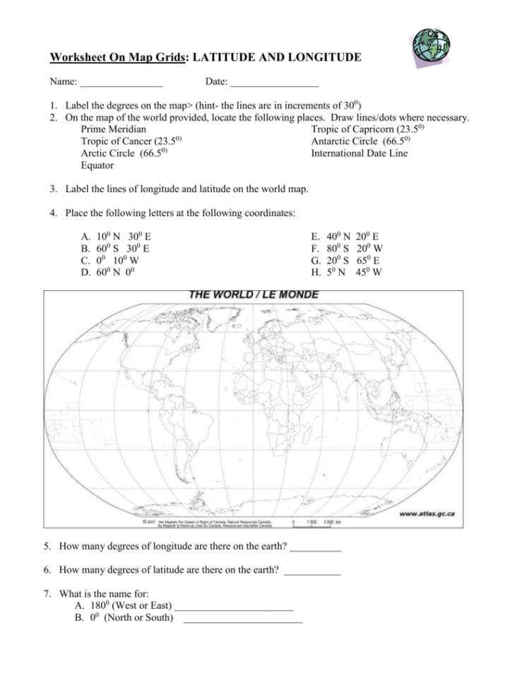 Review 1 Latitude And Longitude And Time Zones