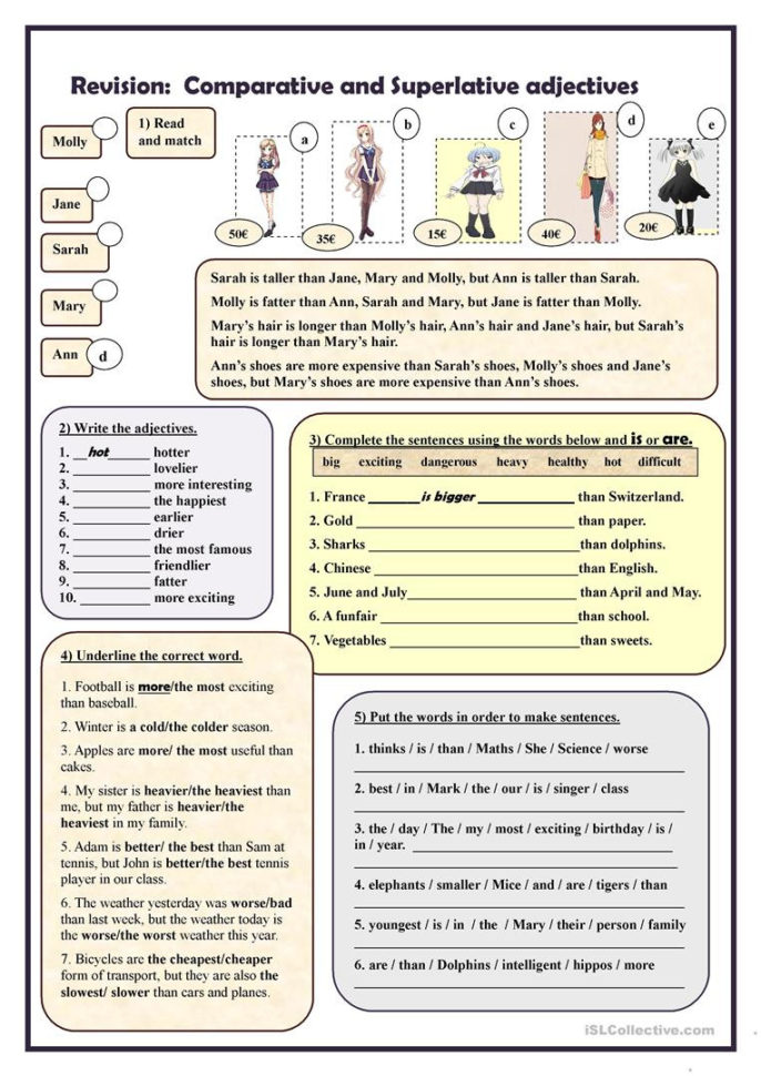 Revision Comparative And Superlative Adjectives  English