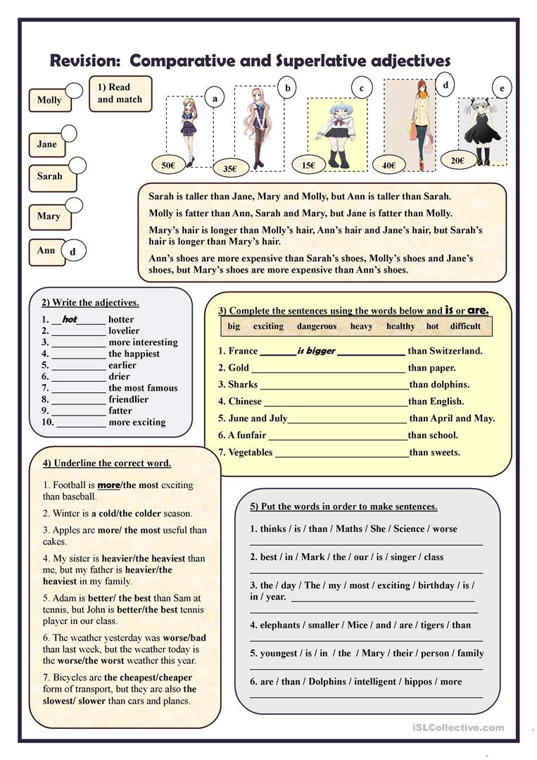 Free Printable Comparative And Superlative Worksheets