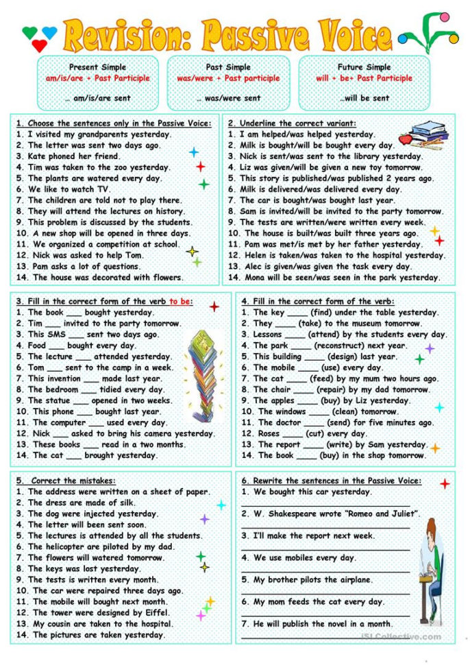 Revisionpassive Voice  English Esl Worksheets