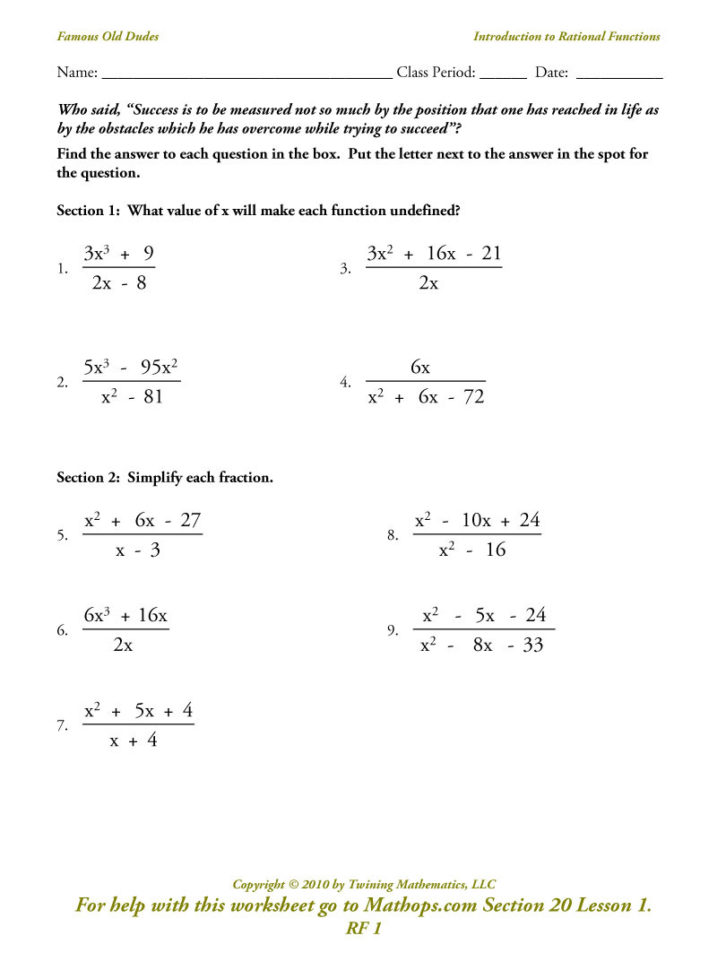 Rf 1 Introduction To Rational Functions  Mathops