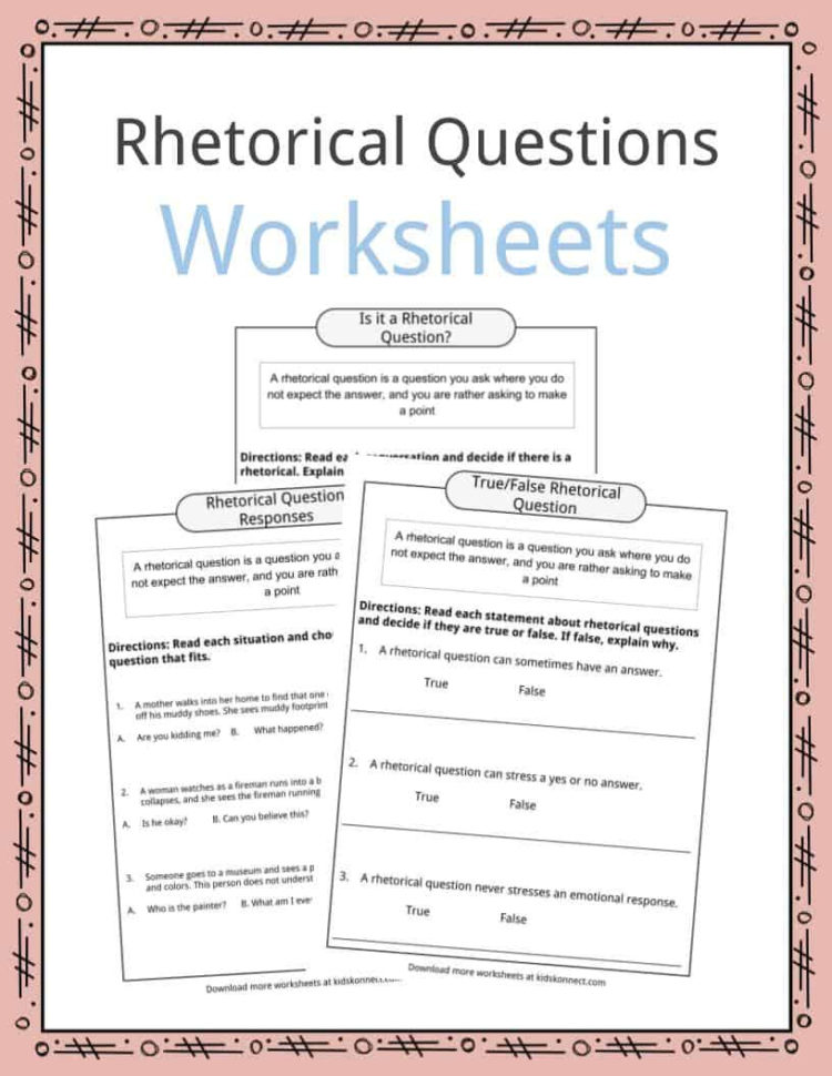 Rhetorical Question Worksheets   Definition For Kids
