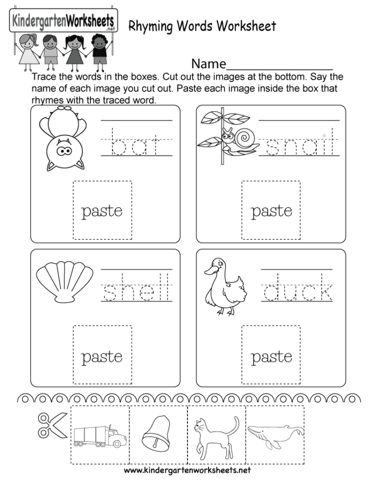 Rhyming Words Worksheet  Free Kindergarten English