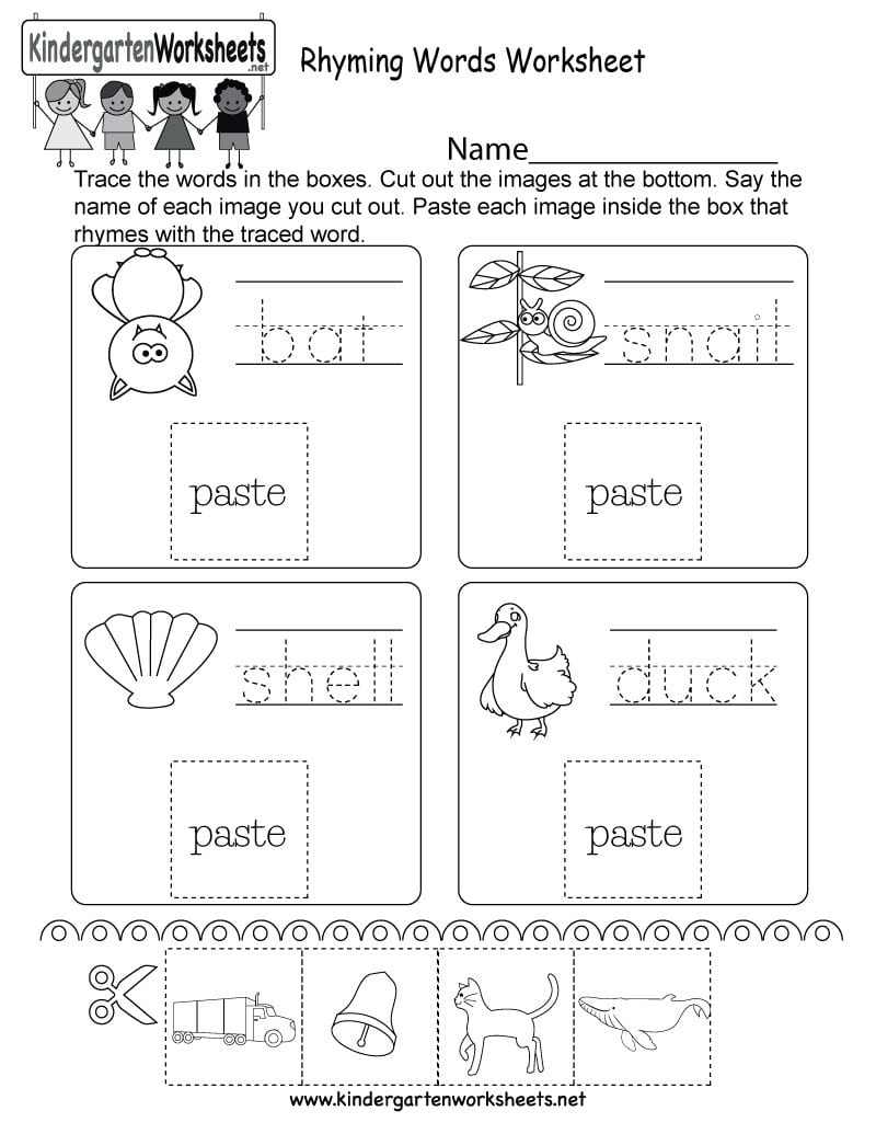 Rhyming Words Worksheets For Kindergarten Db excel