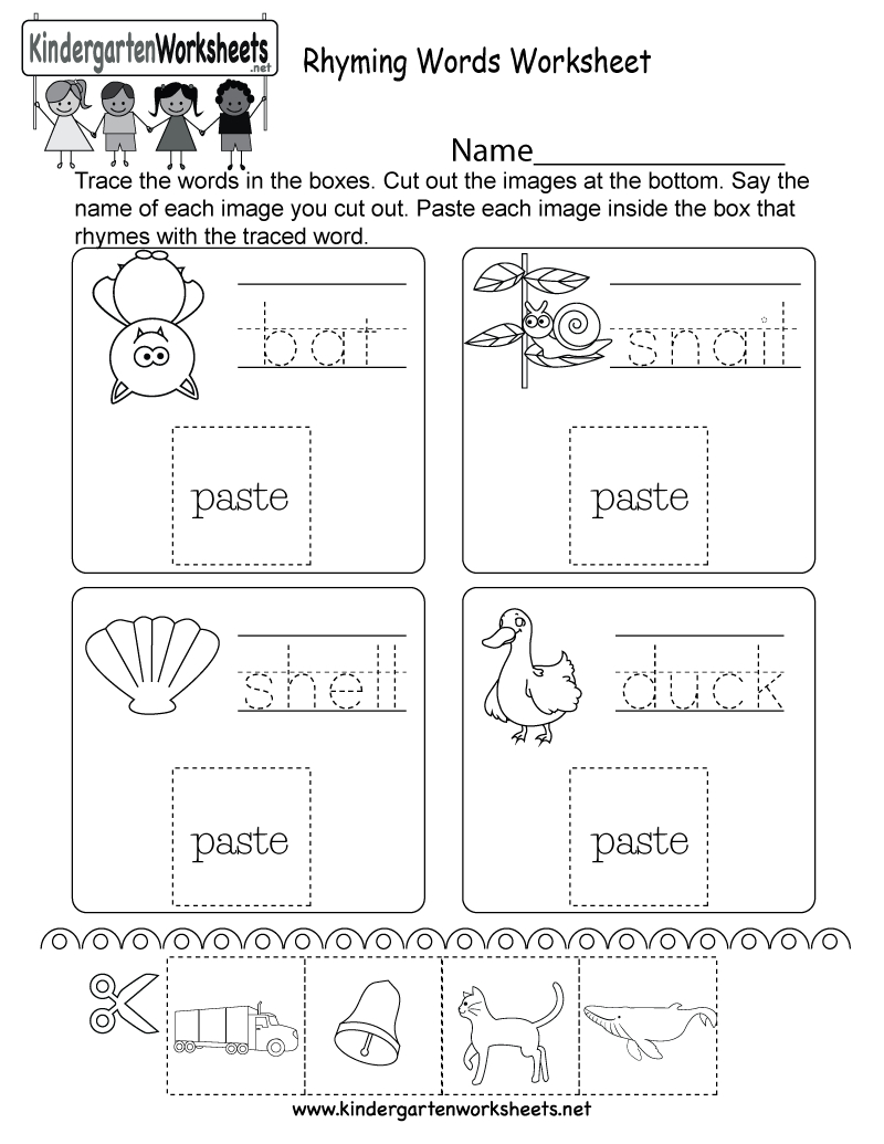rhyming words worksheet free kindergarten english db