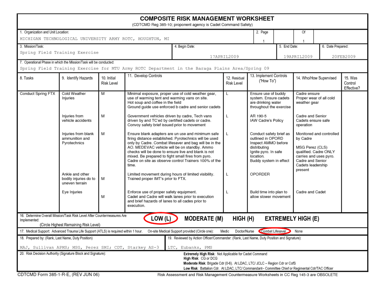 Risk Management Worksheet Essay Example Custom Paper