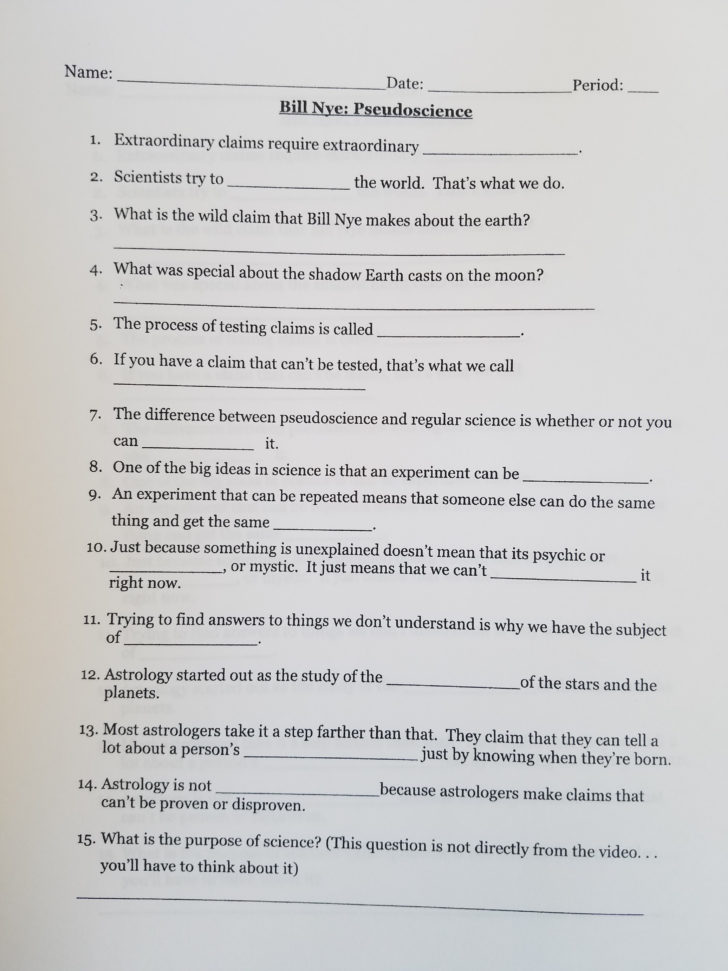 Bill Nye Scientific Method Worksheet