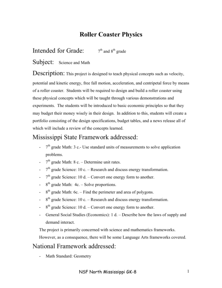 Roller Coaster Physics  University Of Mississippi