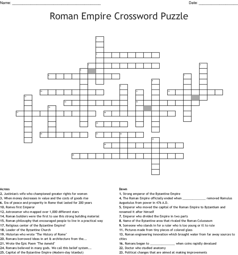 Roman Empire Crossword Puzzle  Word