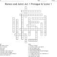 Romeo And Juliet Act 1 Prologue  Scene 1 Crossword  Word