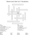 Romeo And Juliet Act I Vocabulary Crossword  Word