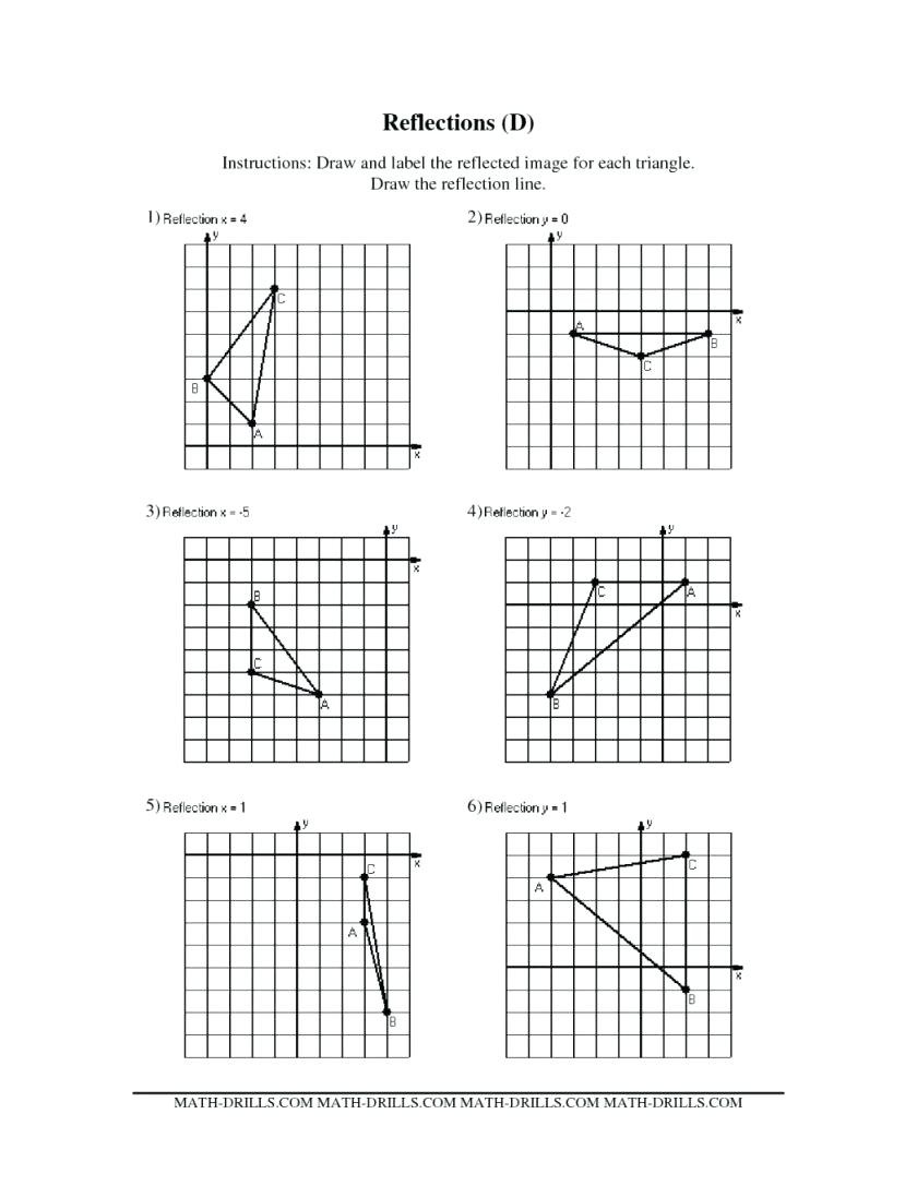 Rotation Practice Math Geometry Reflections Worksheet