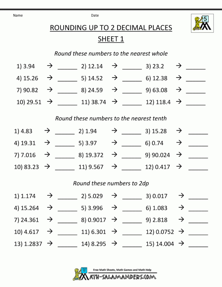 Rounding Decimal Places  Rounding Numbers To 2Dp