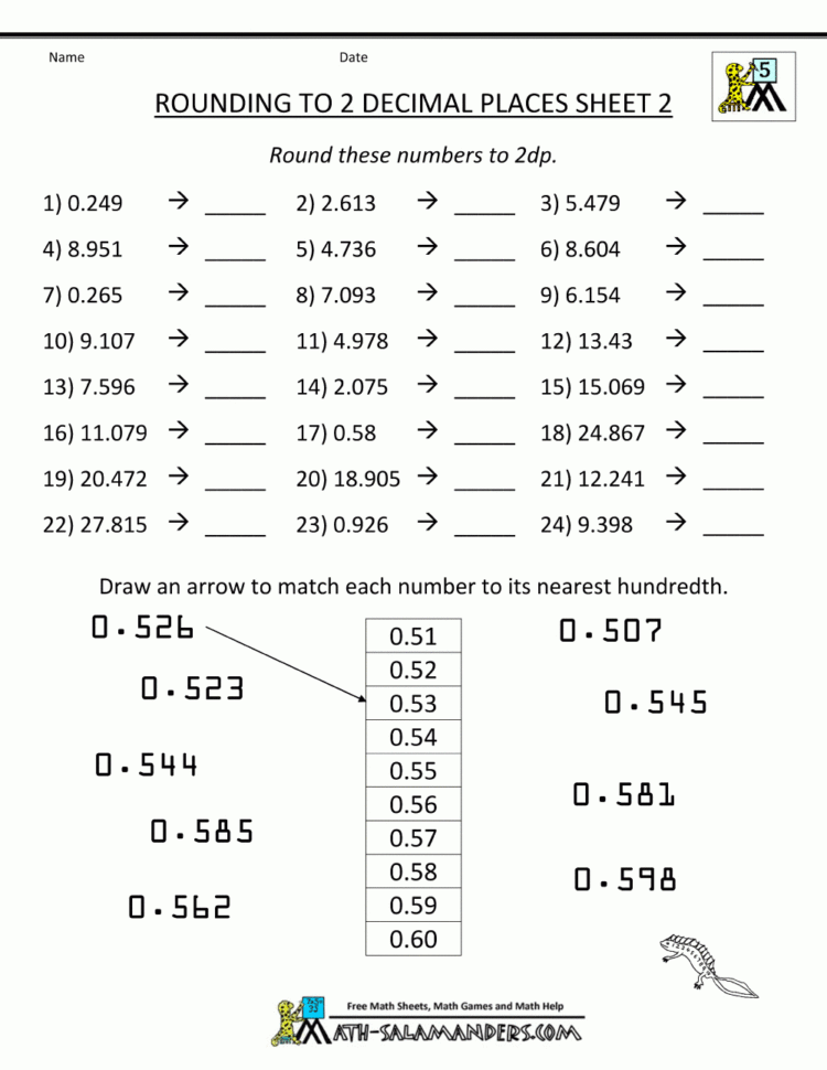 Rounding Decimals Worksheet 5Th Grade — db-excel.com