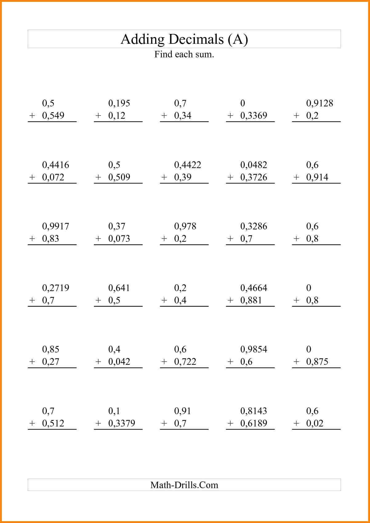 Rounding Decimals Worksheet 5Th Grade To Free Math — db-excel.com