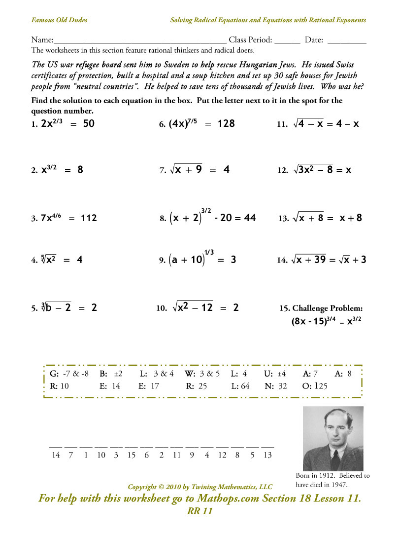 Rr 11 Solving Radical Equations And Equations With Rational
