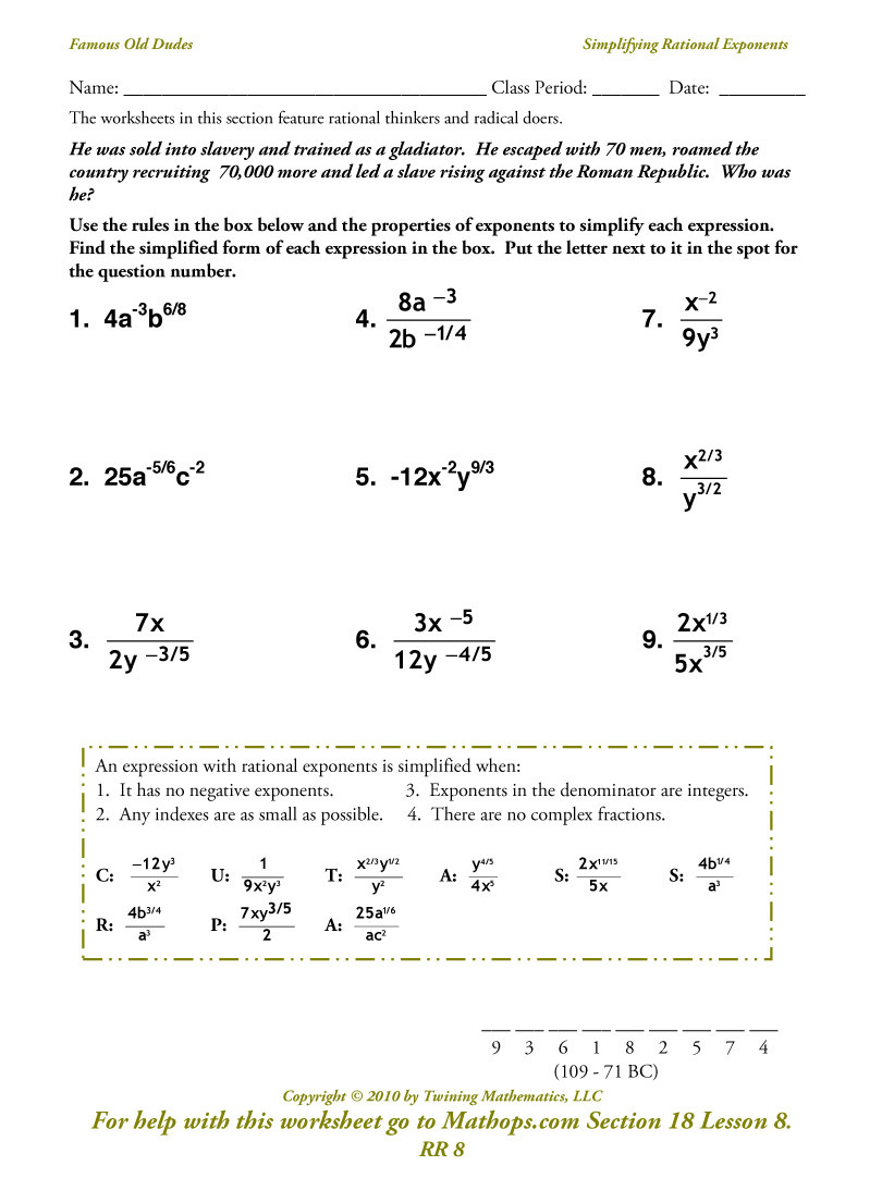Rr 8 Simplifying Rational Exponents  Mathops