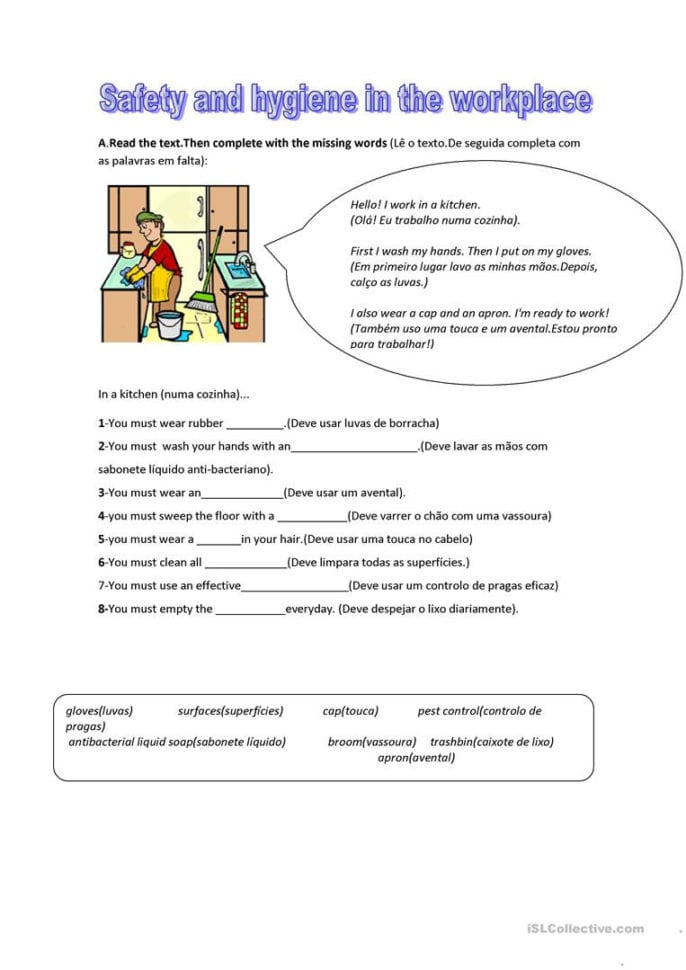 Safety In The Kitchen Worksheets