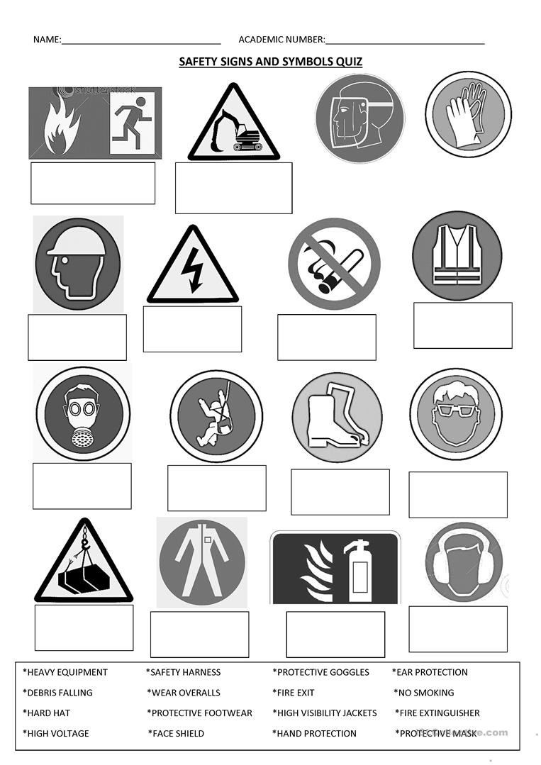 Safety In The Workplace Printable Worksheets