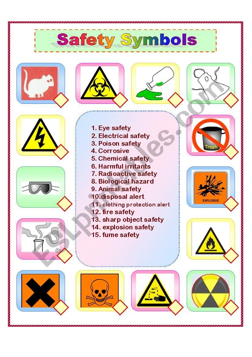 Safety Symbols  Esl Worksheetleien29