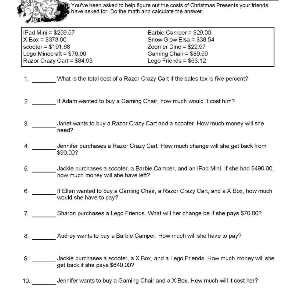Sales Tax And Discount Worksheet