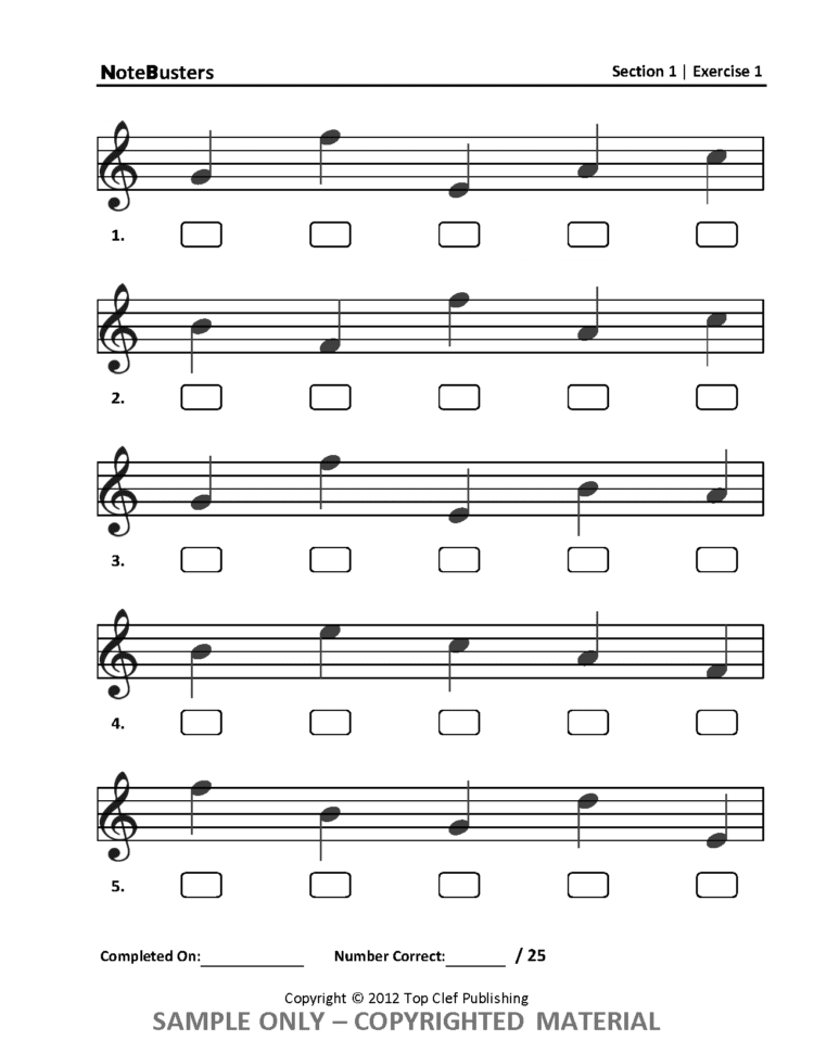 Sample Exercises  Notebusters Note Reading Music Workbook