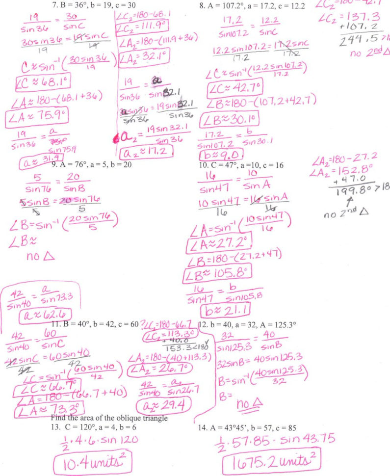 Sandy Kouns On Twitter "61 Law Of Sines Worksheet Answers