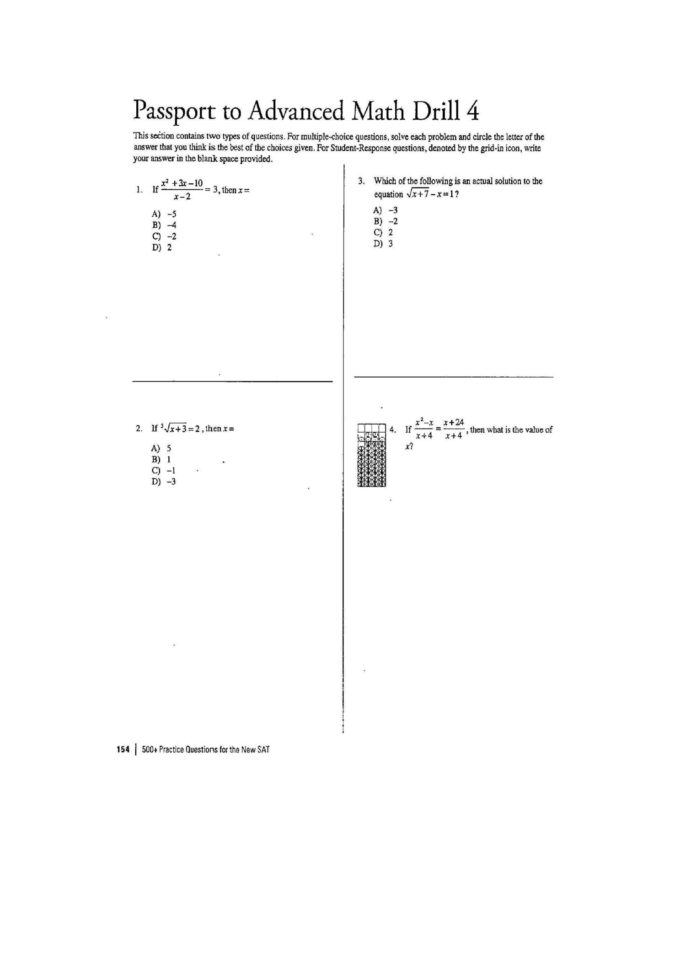 sat math practice sheets