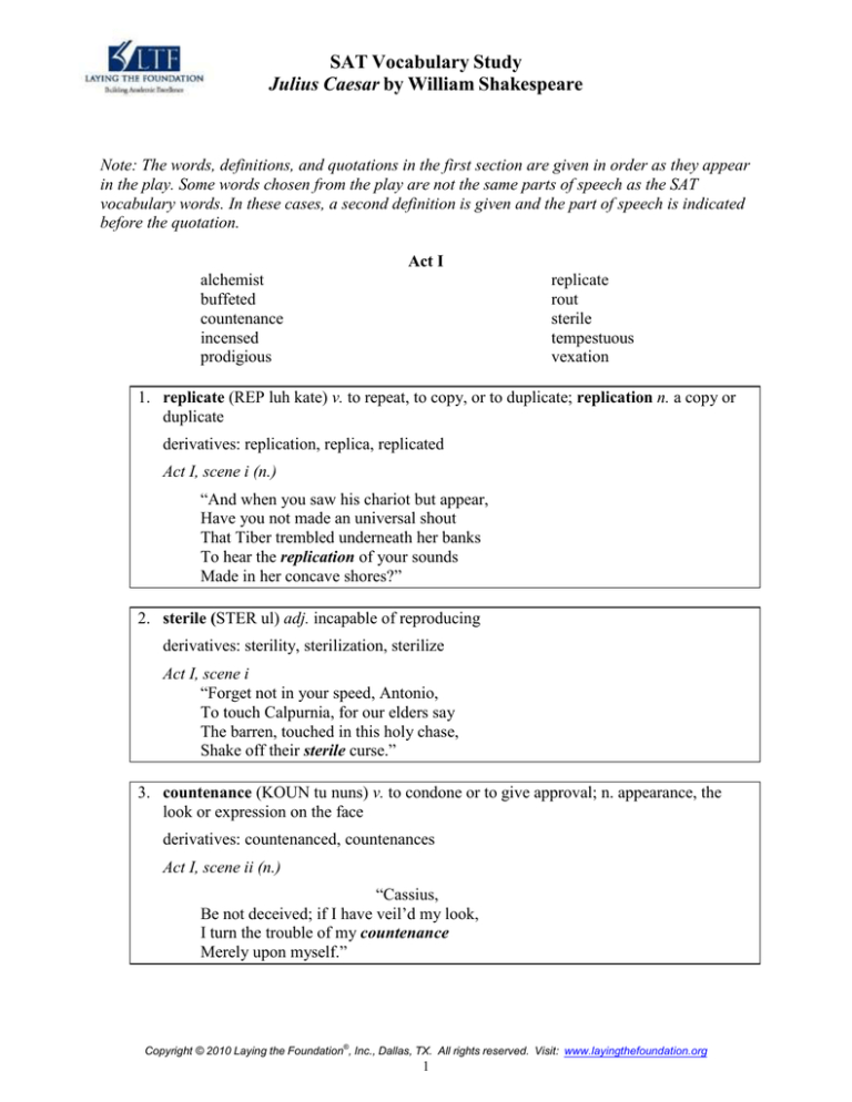 Julius Caesar Vocabulary Act 1 Worksheet Answers — db-excel.com