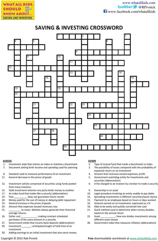 Saving  Investing Worksheet  Pdf