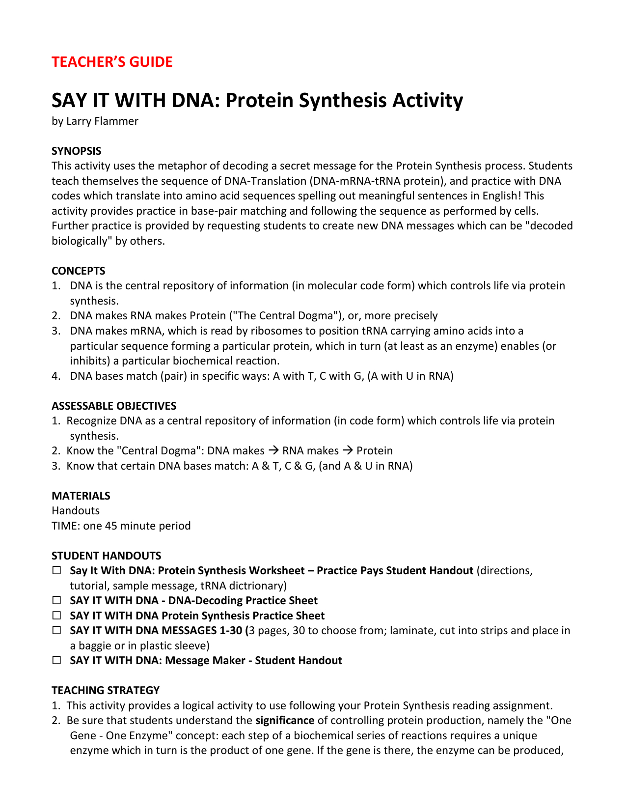 Say It With Dna Protein Synthesis Worksheet Practice