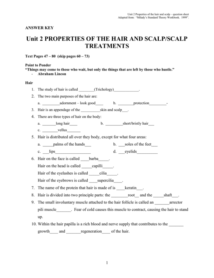 Scalp Treatments Worksheet  Miller