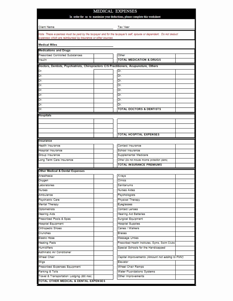 Schedule C Income And Expense Worksheet