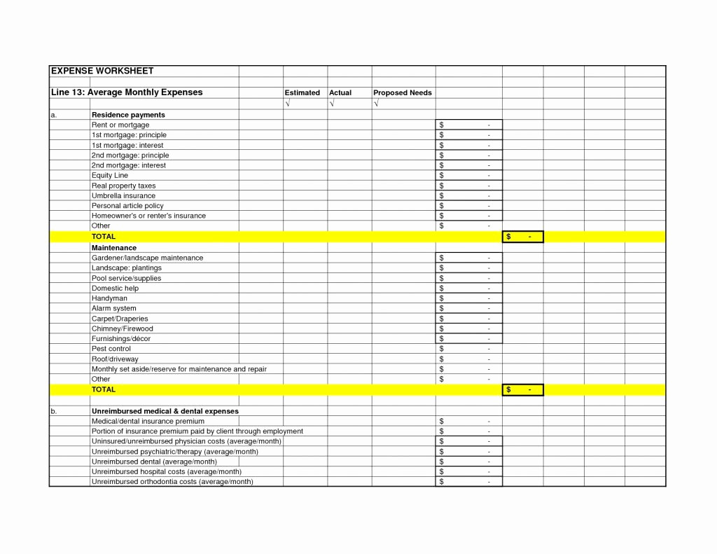 Schedule C Spreadsheet Of Schedule C Expenses Spreadsheet
