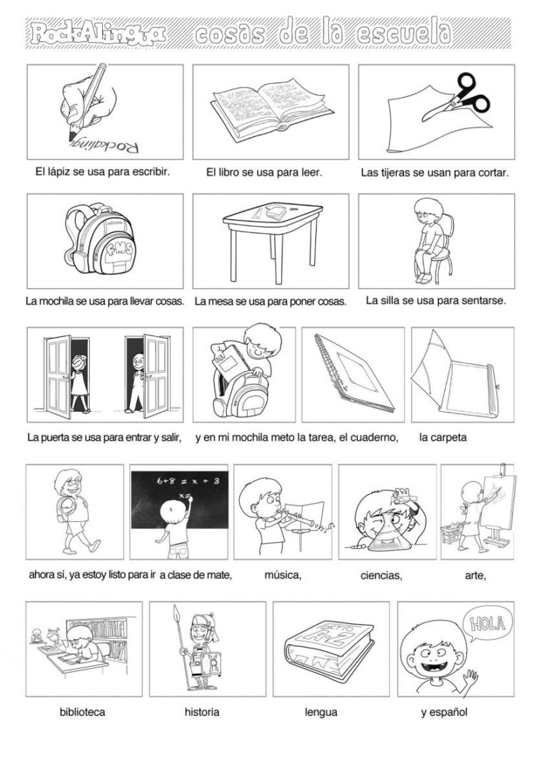 free spanish worksheets for kindergarten school supplies