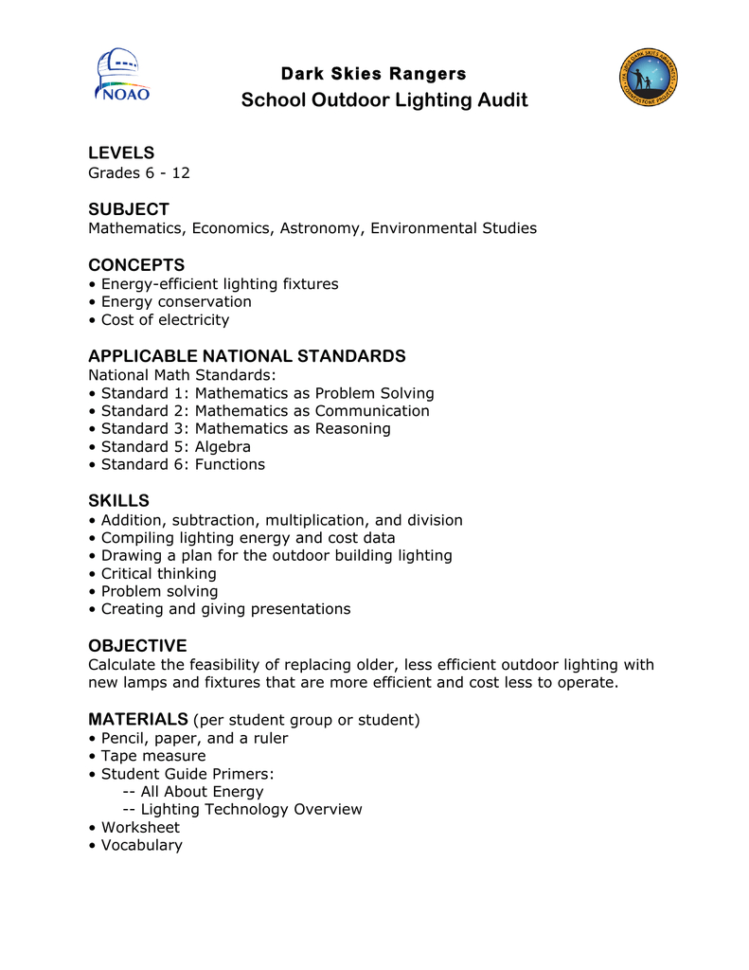 School Outdoor Lighting Audit Part1