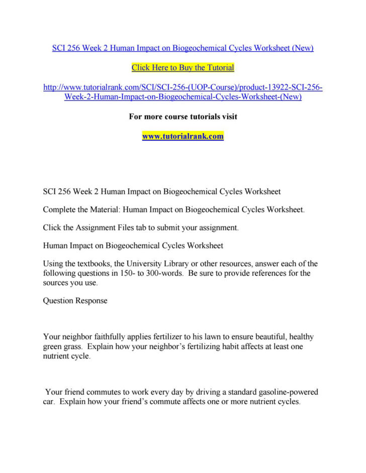 Biogeochemical Cycles Worksheet Answers