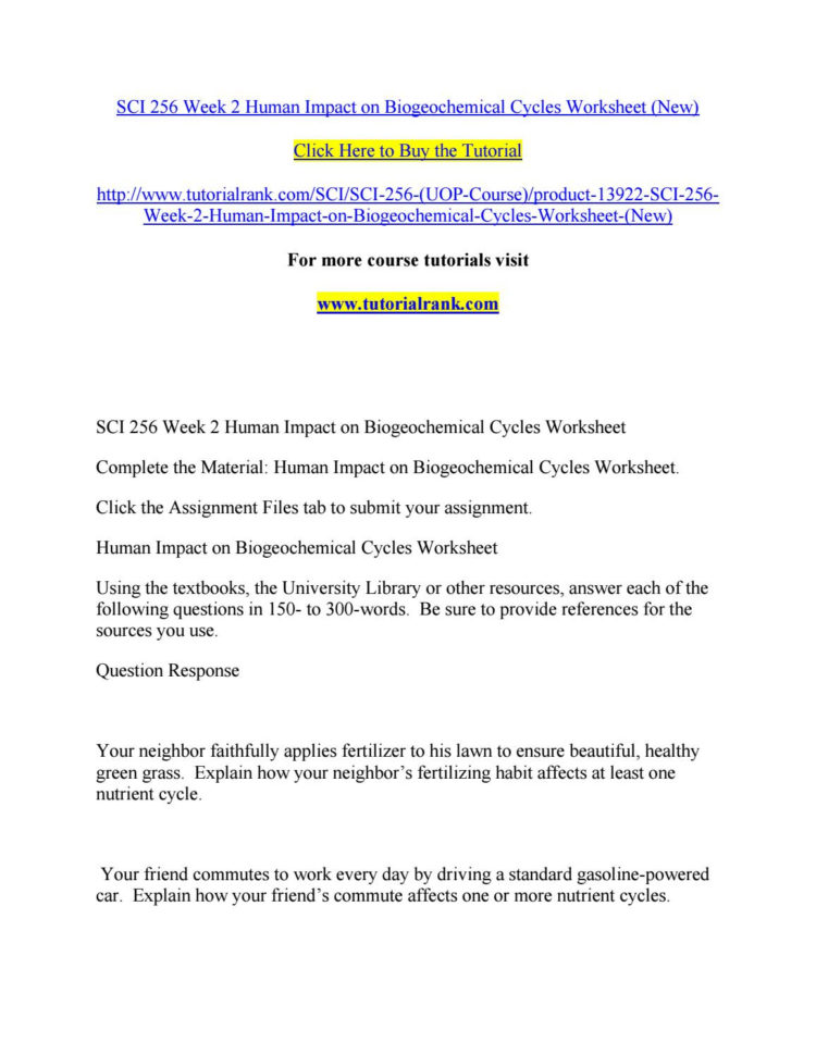 Sci 256 Week 2 Human Impact On Biogeochemical Cycles