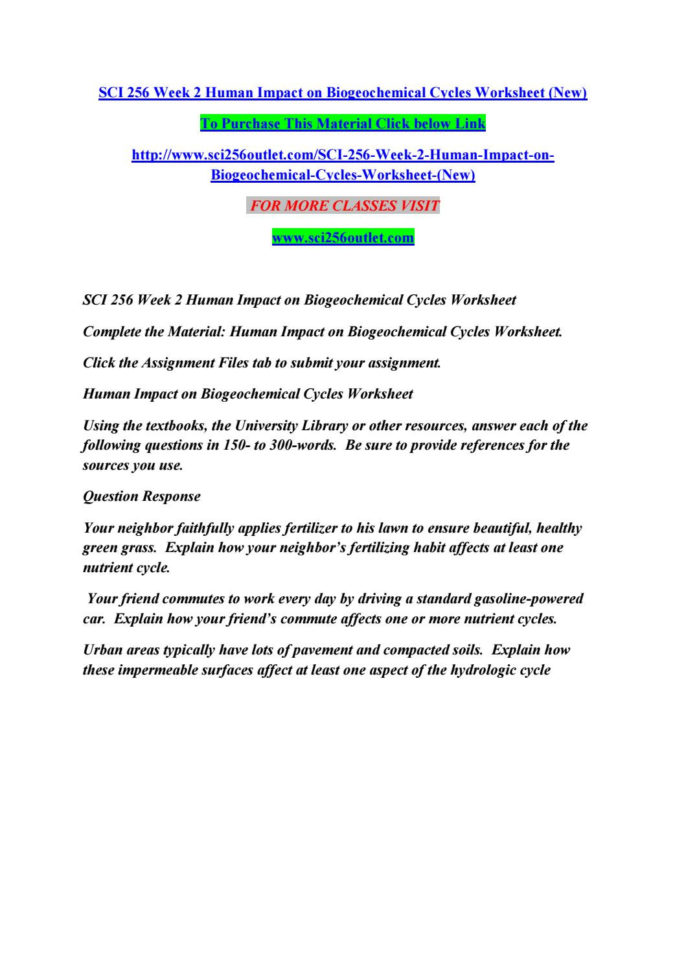Sci 256 Week 2 Human Impact On Biogeochemical Cycles