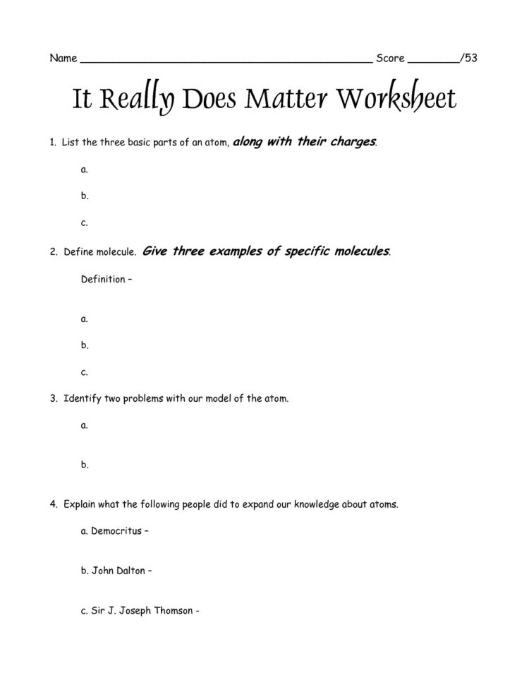 Science 8 States Of Matter Worksheet 17 Best Of Atoms
