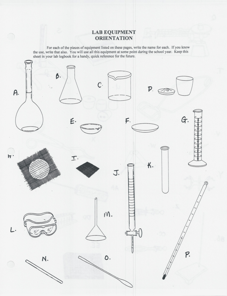 Chemistry Lab Equipment Worksheet — db-excel.com