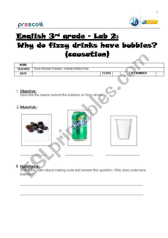 Science Experiment Dancing Raisins  Esl Worksheet